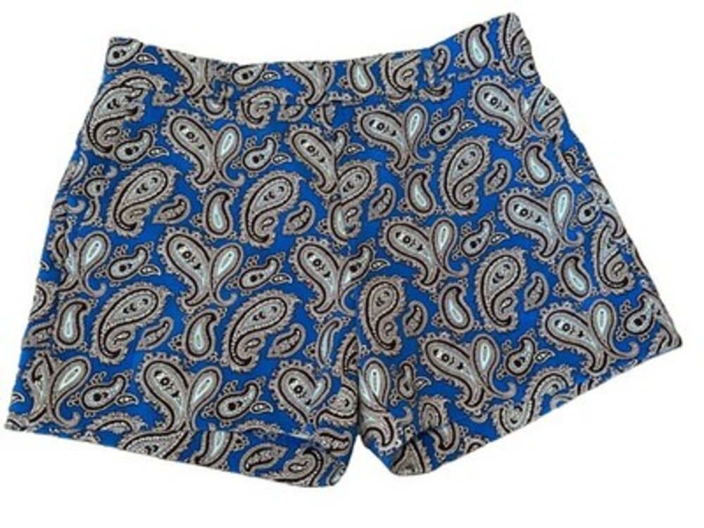 Banana Republic Petite 4 Blue Paisley Chino Shorts Cotton Twill Pockets